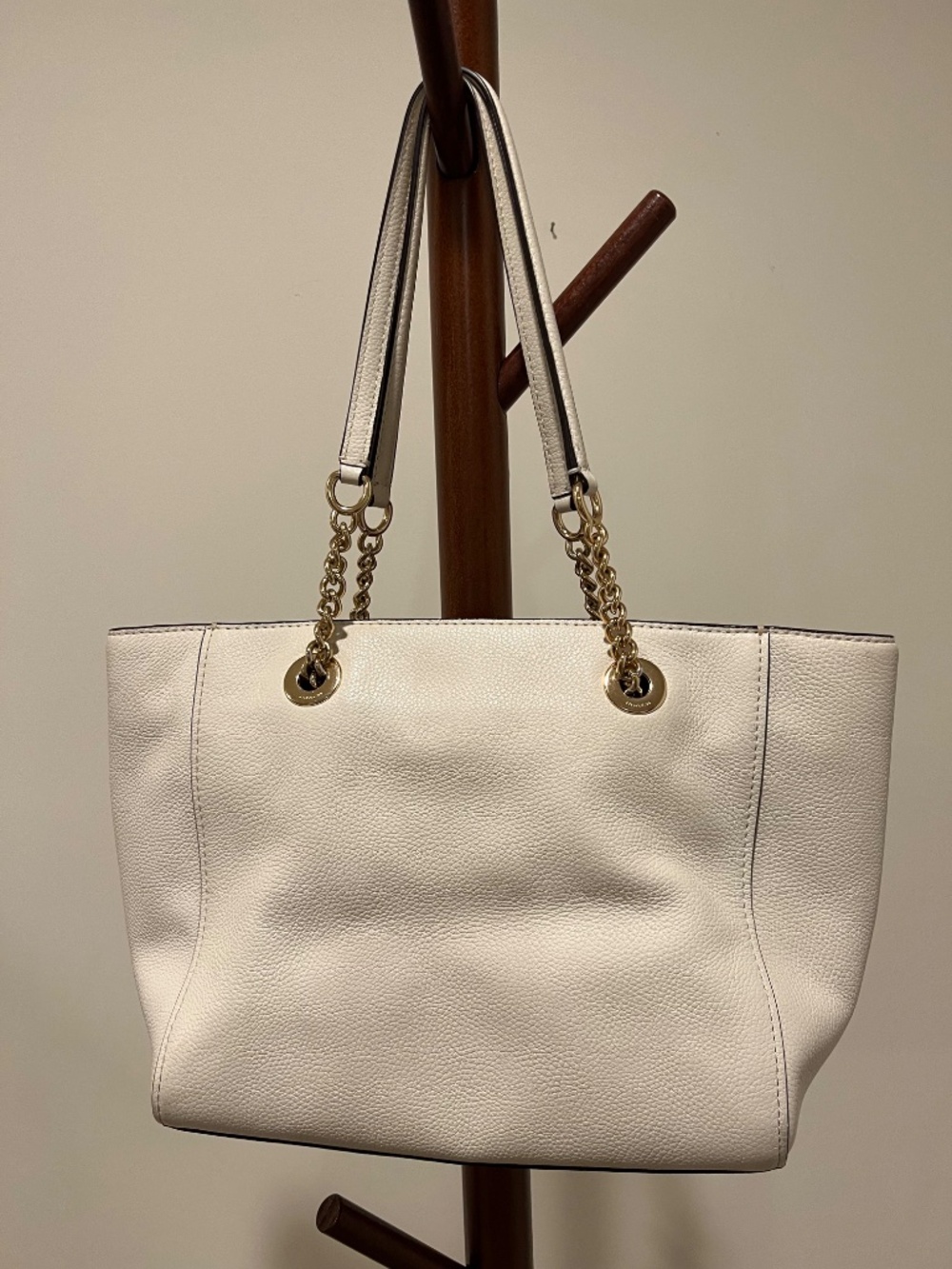 Coach White Pebbled Leather Turnlock Chain Tote 27 Shoulder Bag - Picture 2 of 6